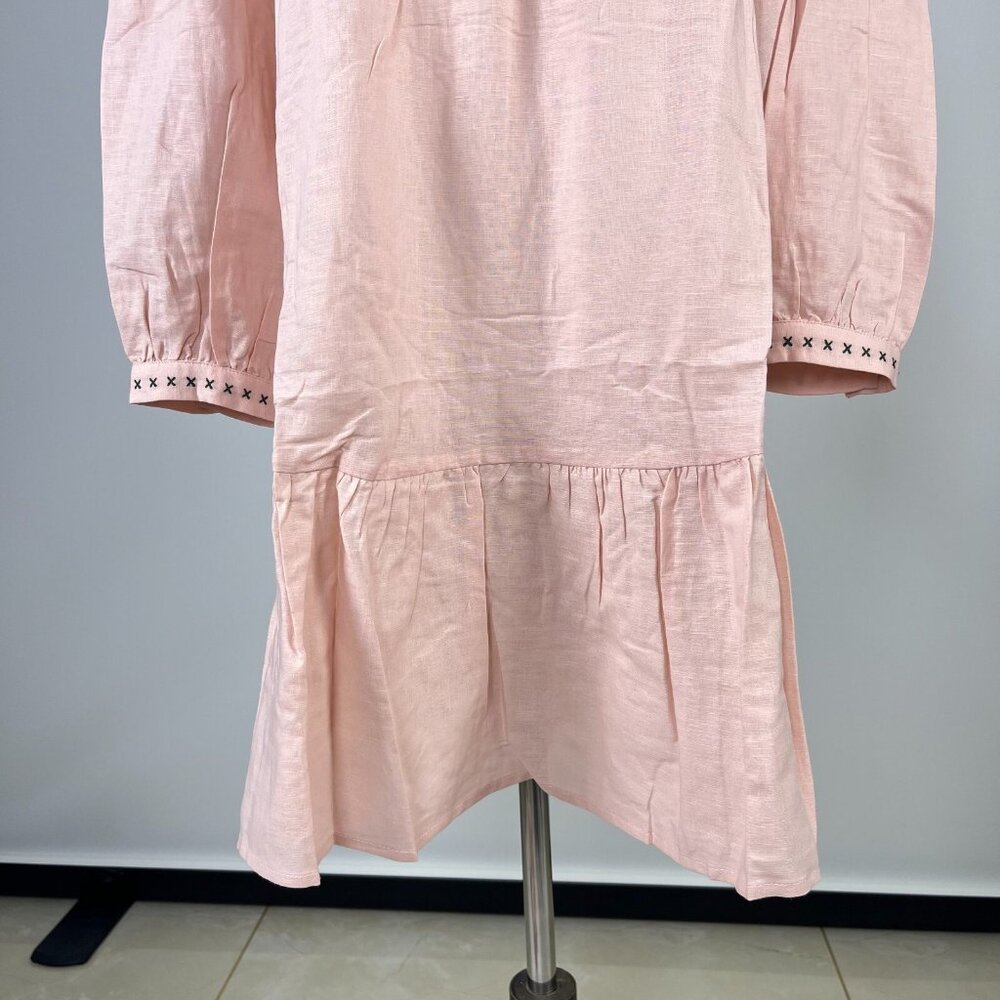 NWT Tuckernuck Bermuda Pink Palmerston Dress sz XS Long Sleeve Linen Blend Mini - Picture 5 of 12